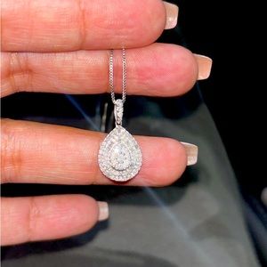 Pear shaped 1/2 ct. diamond necklace on silver chain